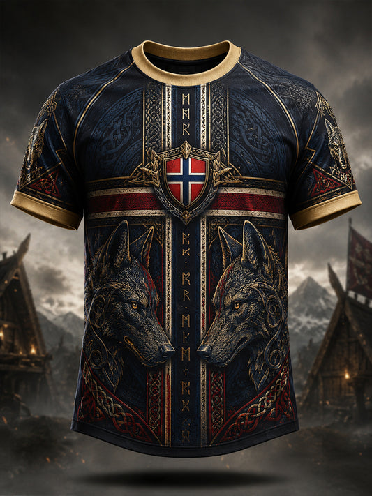 Retro Nordisk norsk viking kunst Print Casual T-shirt