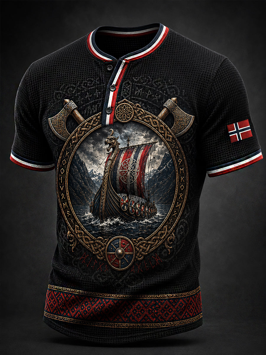 Retro nordisk norsk viking skandinavisk kunsttrykk uformell poloskjorte