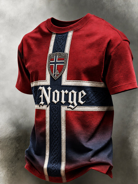 Retro nordisk norsk viking skandinavisk kunsttrykk avslappet t-skjorte