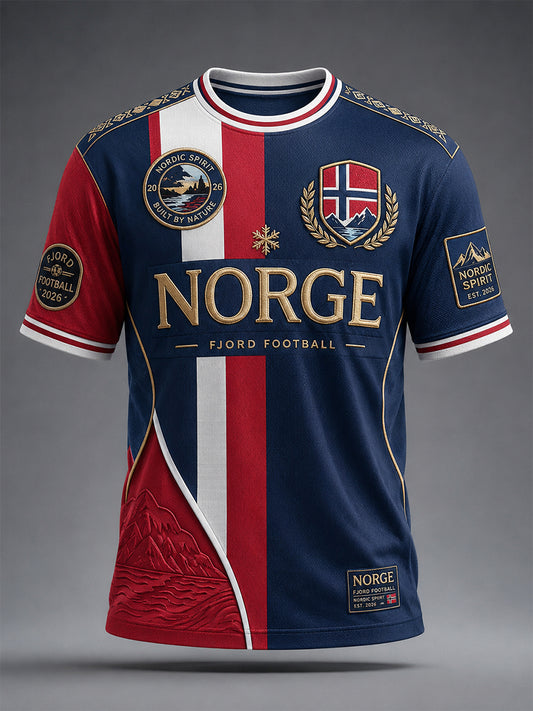 Retro norsk fotballfan-kunsttrykk, uformell t-skjorte