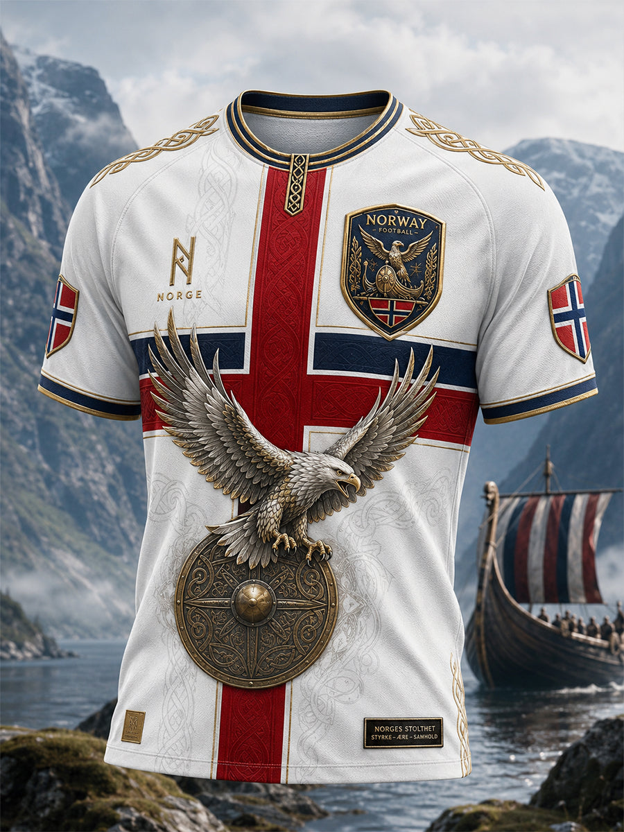 Retro norsk fotballfan-kunsttrykk avslappet drakt