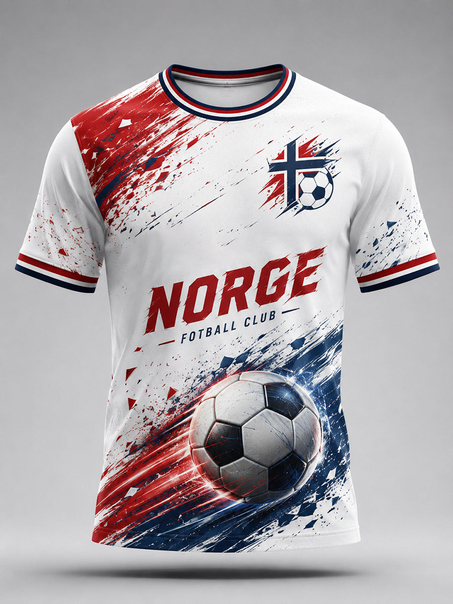 Retro norsk fotballfan-kunsttrykk avslappet drakt