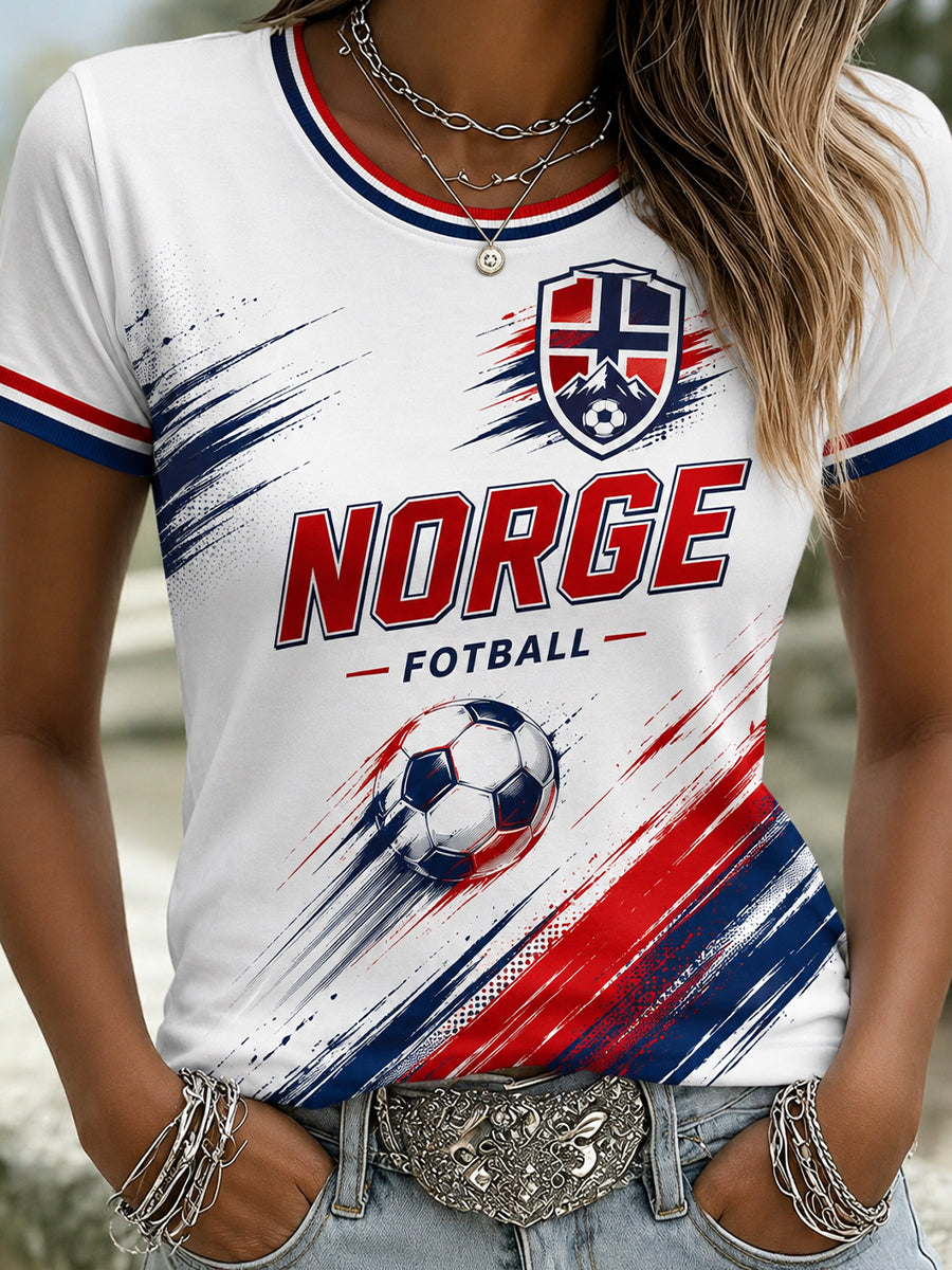 Retro norsk fotballfan-kunsttrykk avslappet drakt