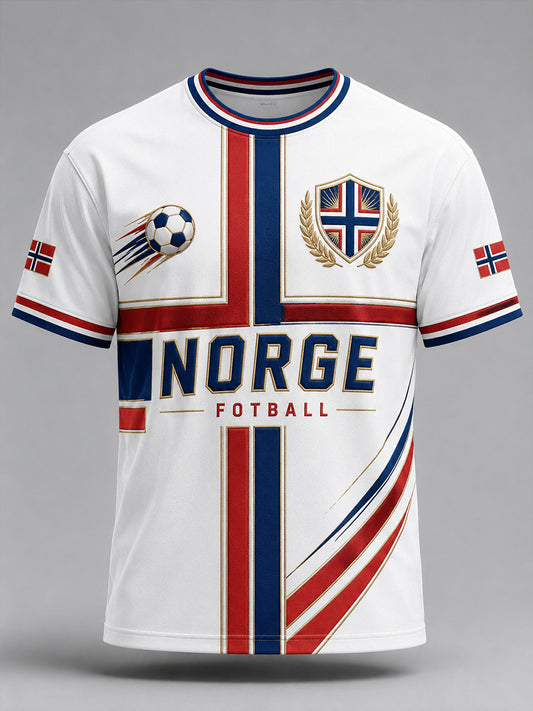 Retro norsk fotballfan-kunsttrykk avslappet drakt