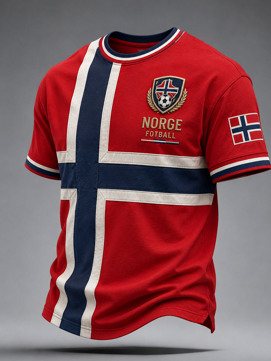 Retro norsk fotballfan-kunsttrykk avslappet drakt