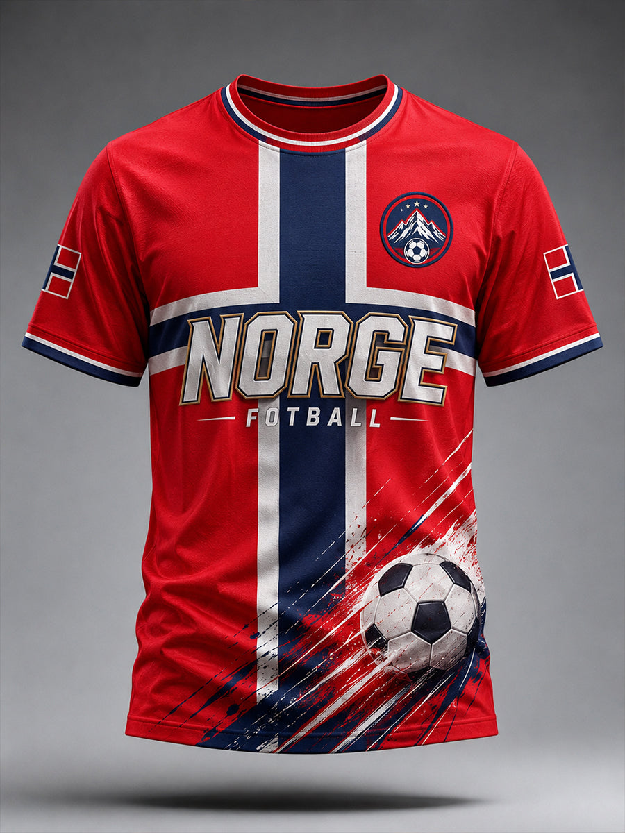 Retro norsk fotballfan-kunsttrykk, uformell t-skjorte