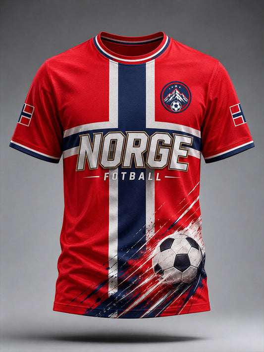 Retro norsk fotballfan-kunsttrykk, uformell t-skjorte