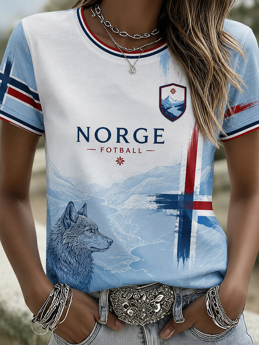 Retro norsk fotballfan-kunsttrykk, uformell t-skjorte