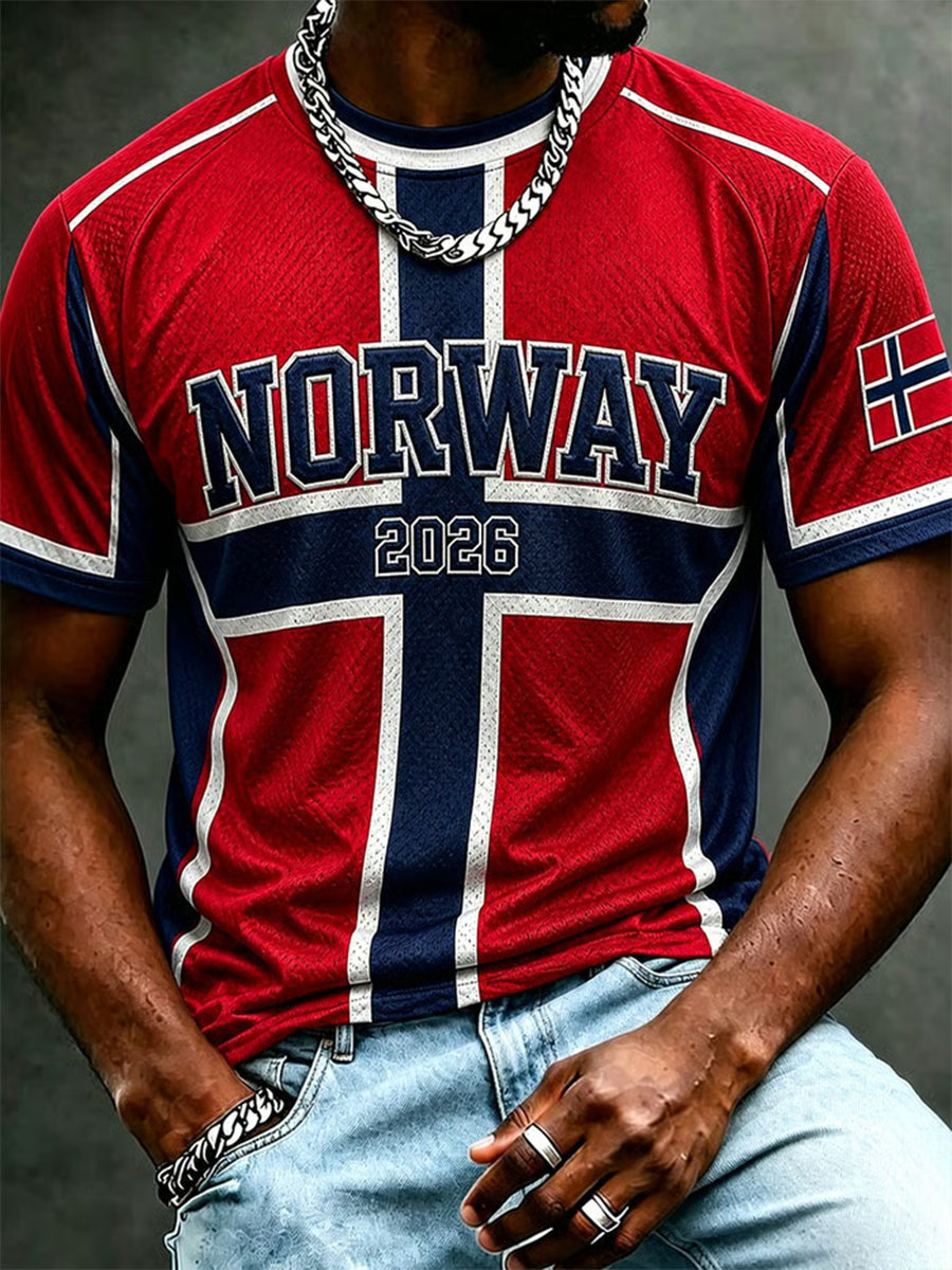 Herrer Norge Fotball Fritids Sportstil Unisex T-skjorte