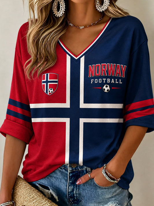 Retro norsk fotballfan-kunsttrykk avslappet drakt