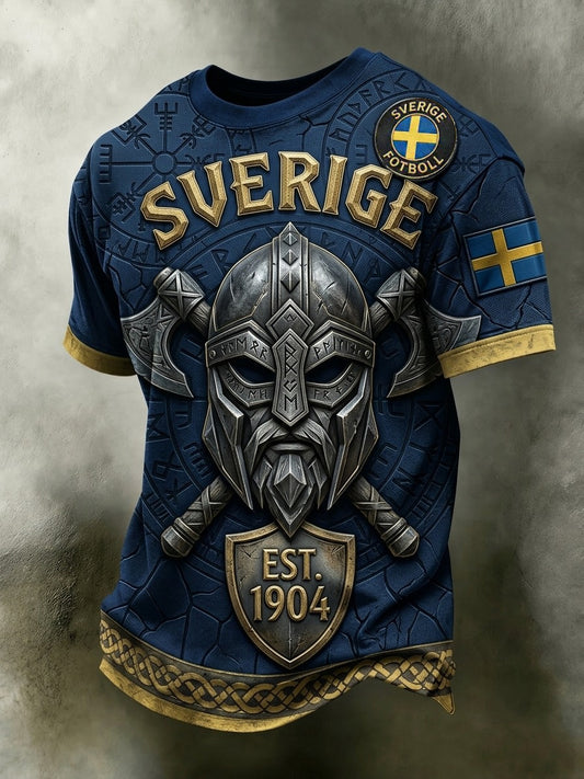 Mäns Retro Svensk fotbollskare Skriv ut kortärm T-shirt