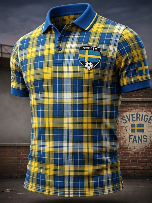 Herrer Retro Svenska Runkade fotboll älskare Print Polo tröj