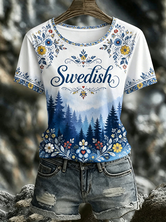 Kvinnors svenska midsommardag Minneskonst Skriv ut T-Shirt