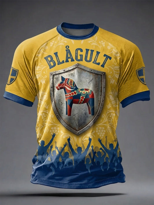 Herrtröja i retrostil med korta ärmar, svensk fotboll