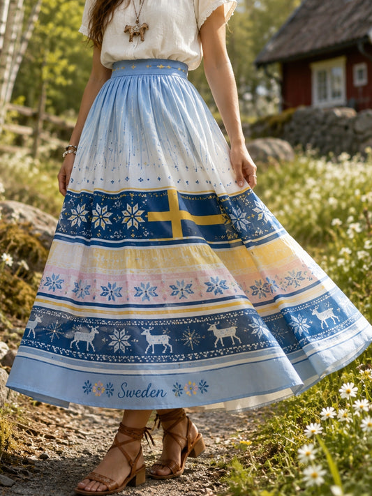Damernas svenska midsommarfest minneskonsttryckskjol