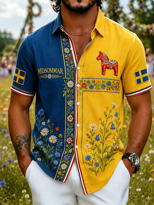 Retro midsommarblommig karusellkonsttryck avslappnad bekväm tröja