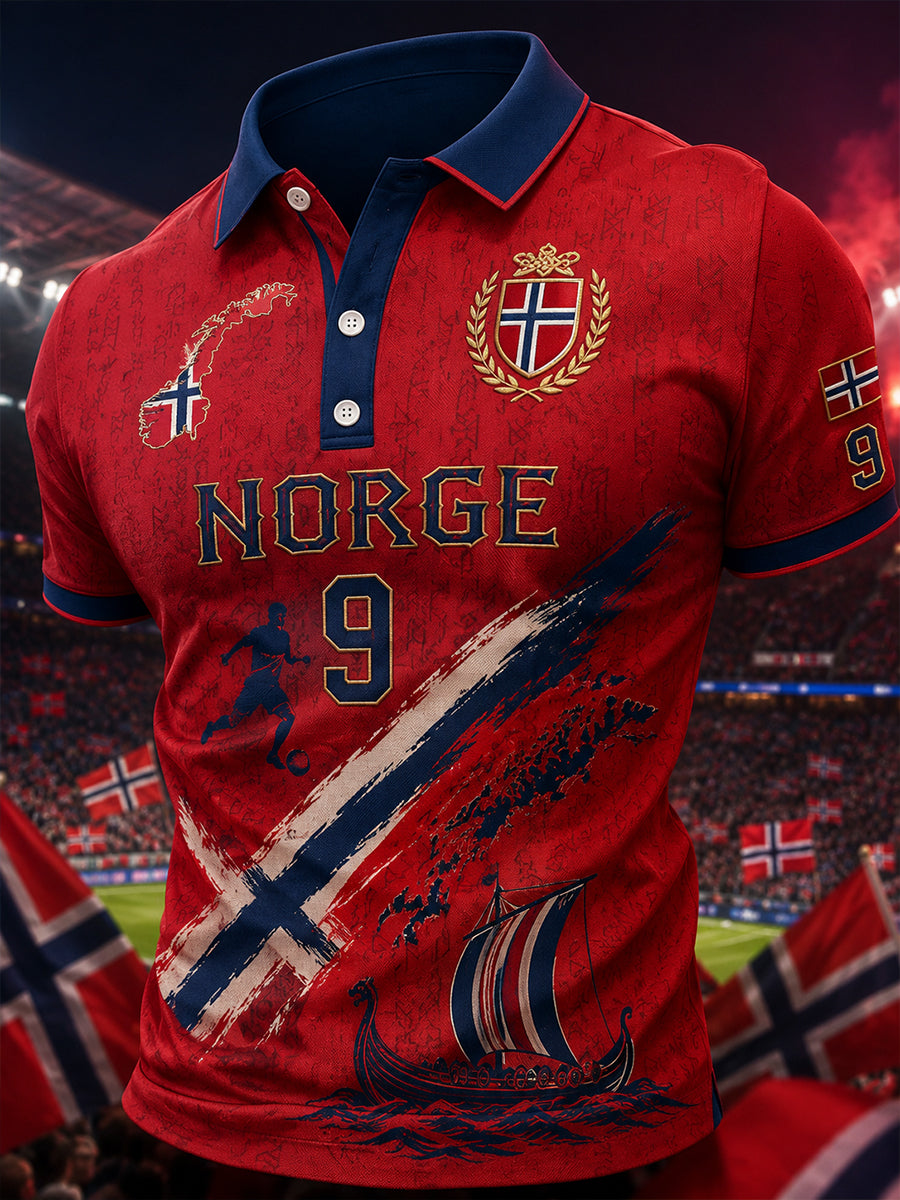 Herrers T-skjorte med korte ermer og fotballtrykk