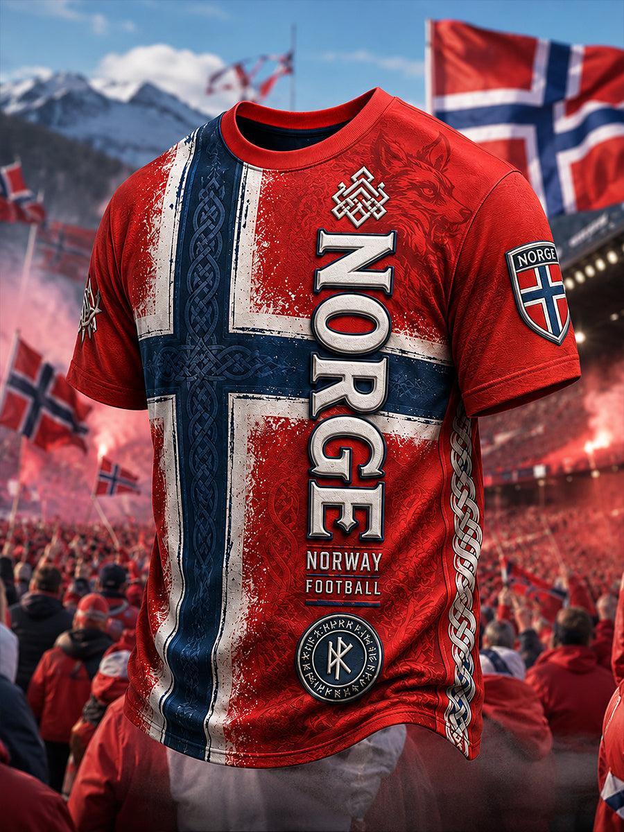 Retro norsk viking nordisk stil kunsttrykk avslappet t-skjorte