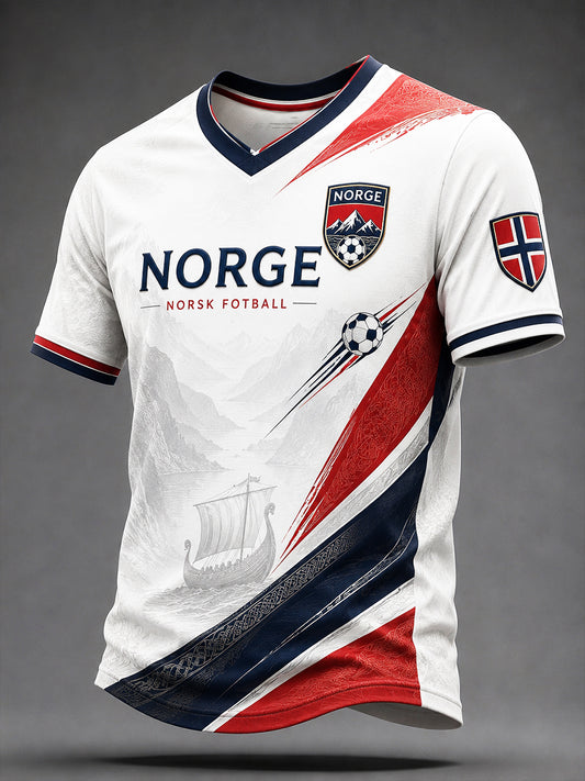 Retro norsk fotballfan-kunsttrykk avslappet drakt