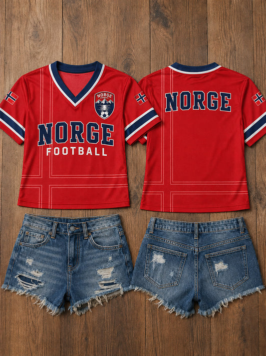 Retro norsk fotballfan-kunsttrykk avslappet drakt