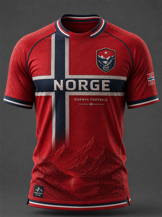 Retro norsk fotballfan-kunsttrykk avslappet drakt