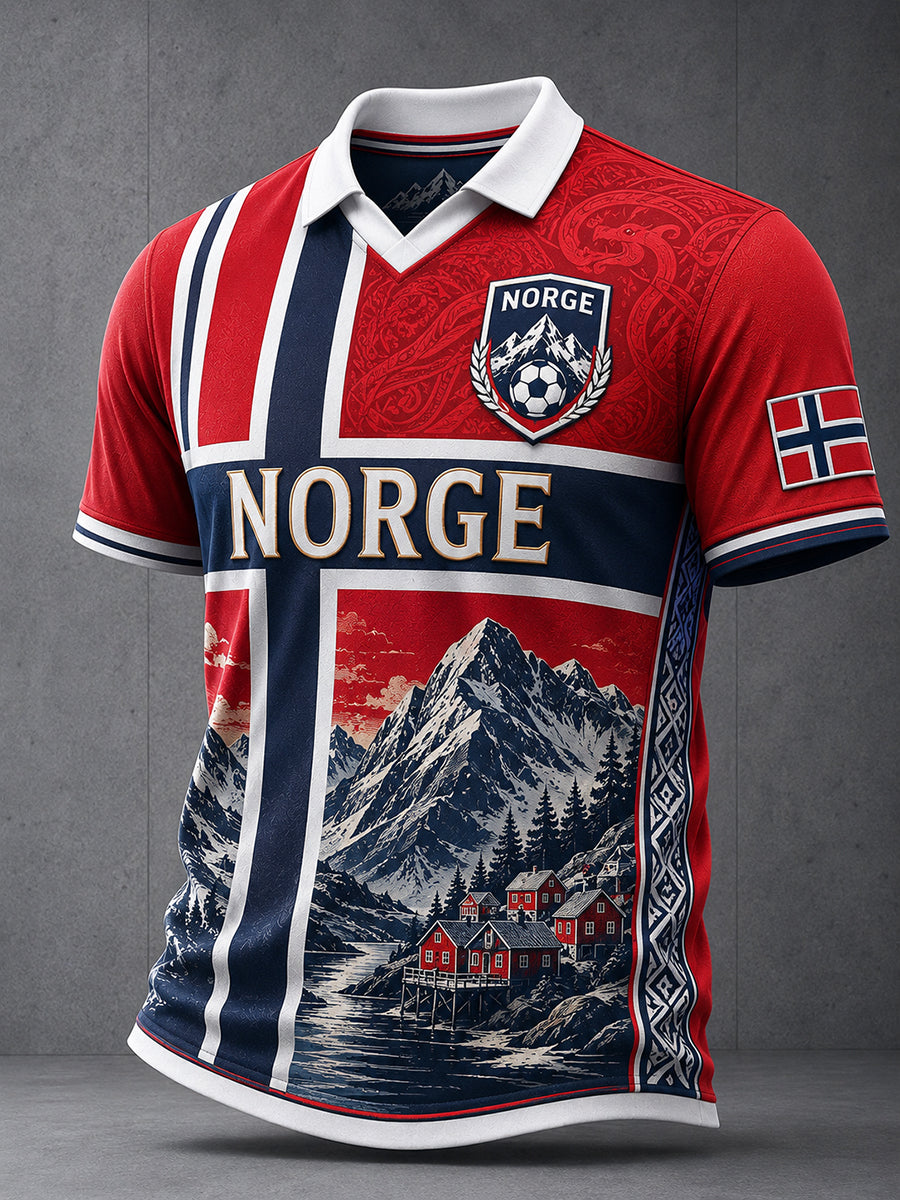 Retro norsk fotballfan-kunsttrykk avslappet drakt