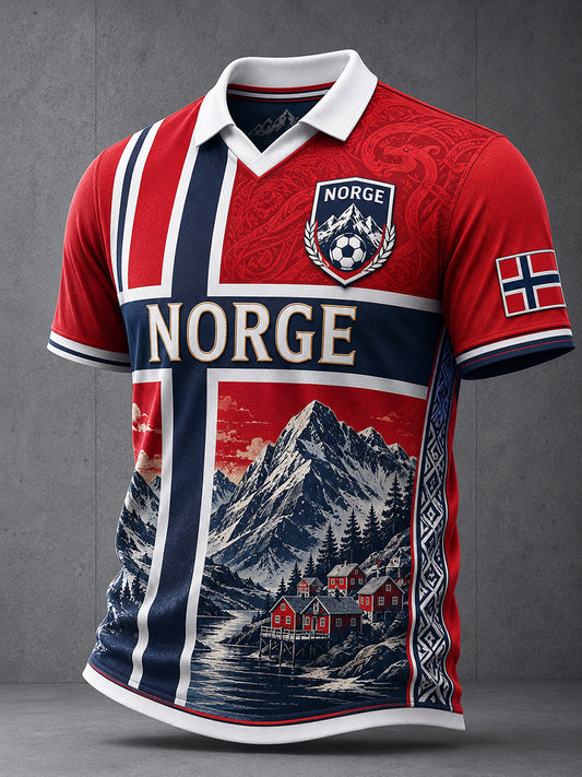 Retro norsk fotballfan-kunsttrykk avslappet drakt