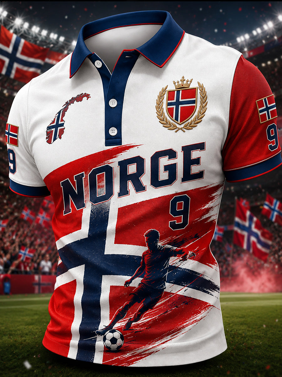 Herrers T-skjorte med korte ermer og fotballtrykk