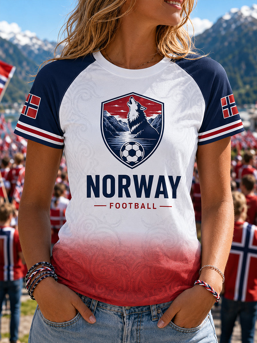 Retro norsk fotballfan-kunsttrykk avslappet drakt
