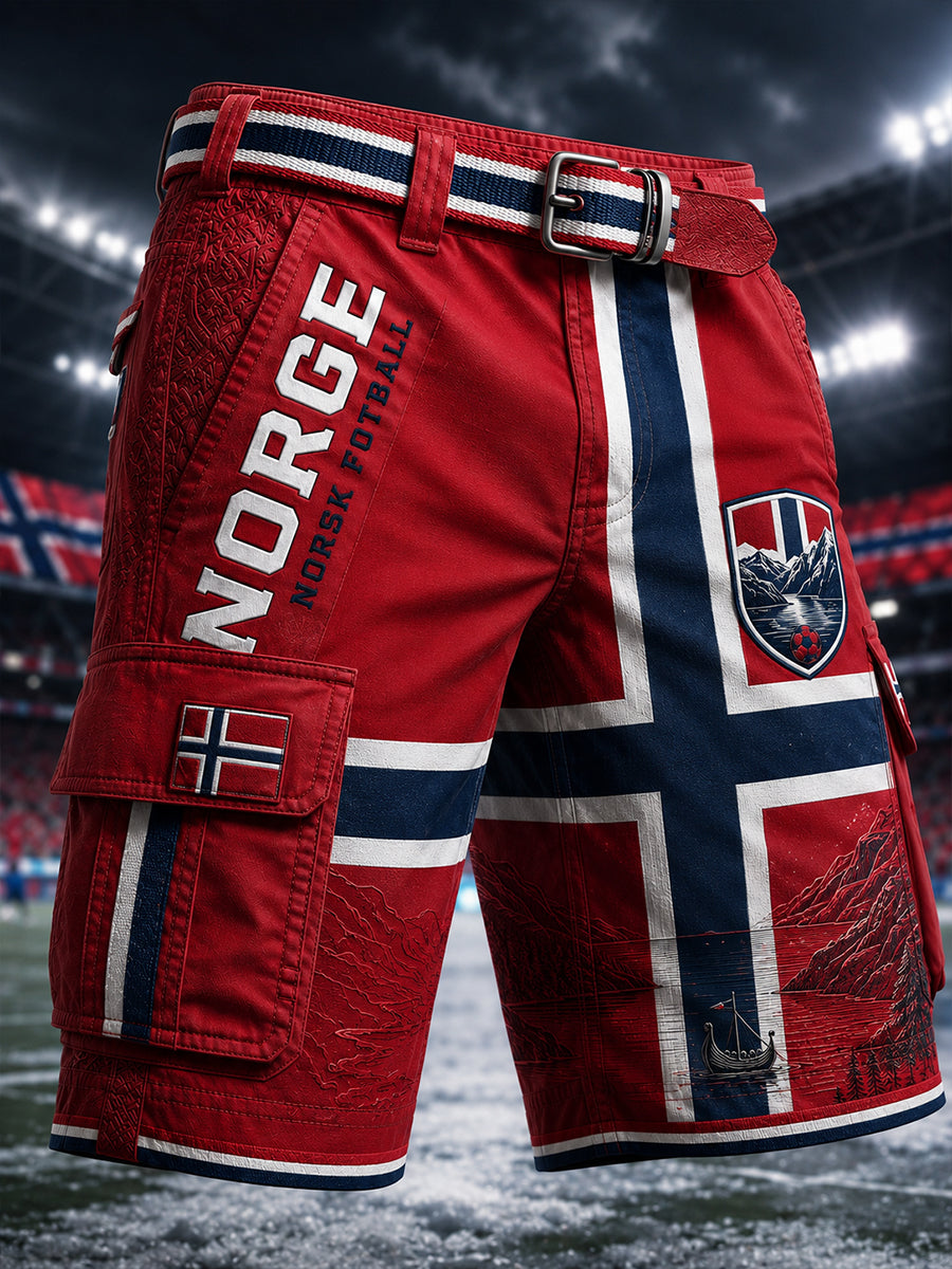 Retro norsk fotballfan-kunsttrykk avslappet shorts