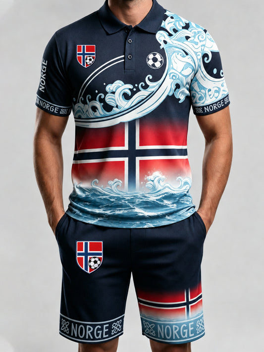 Menns norsk fotballkamp heiar-element kunsttrykk poloskjorte