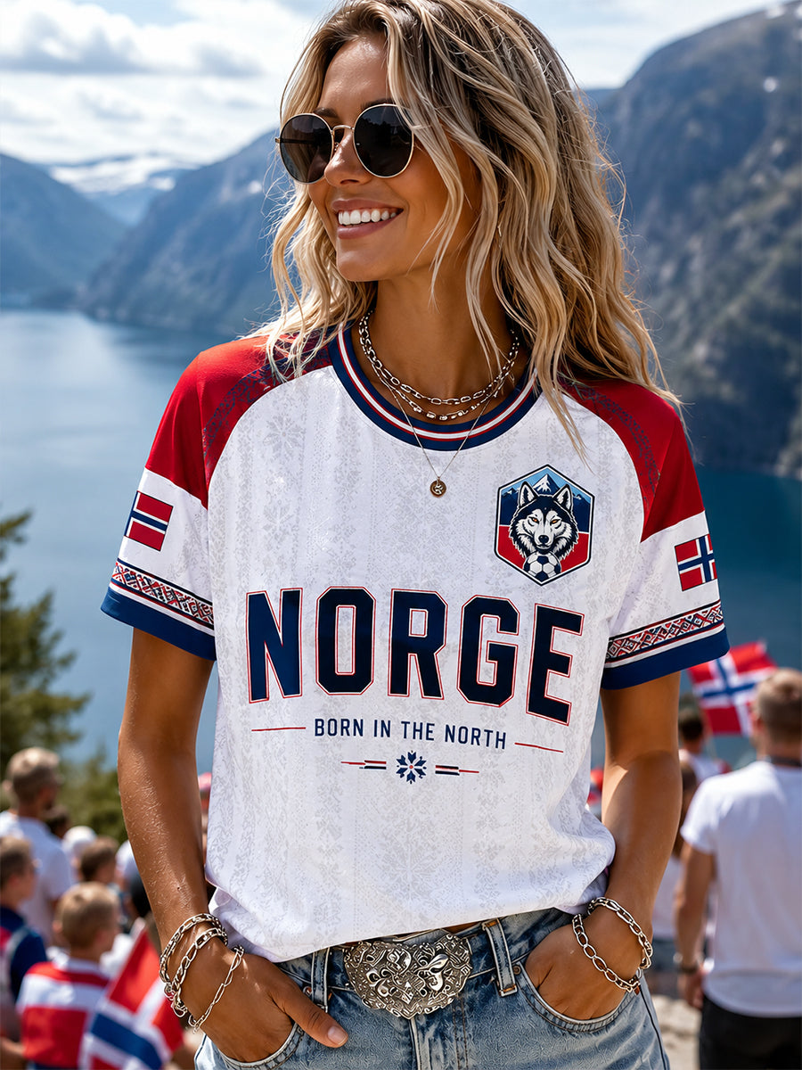 Retro norsk fotballfan-kunsttrykk avslappet drakt