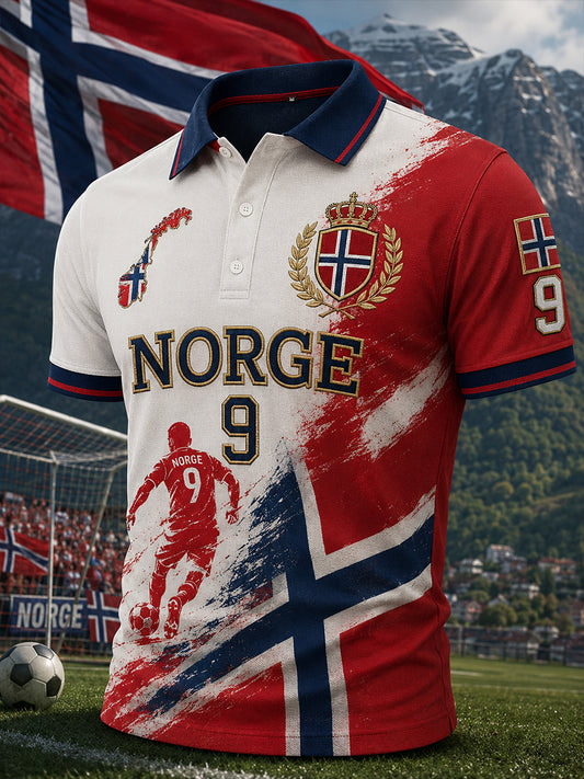 Herrers T-skjorte med korte ermer og fotballtrykk
