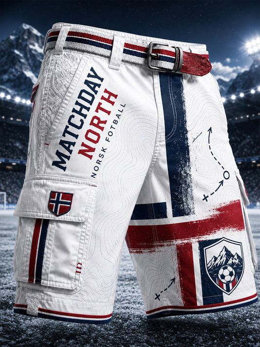 Retro norsk fotballfan-kunsttrykk avslappet shorts