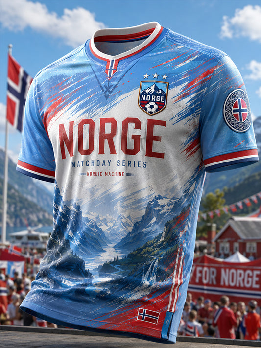 Retro norsk fotballfan-kunsttrykk avslappet drakt