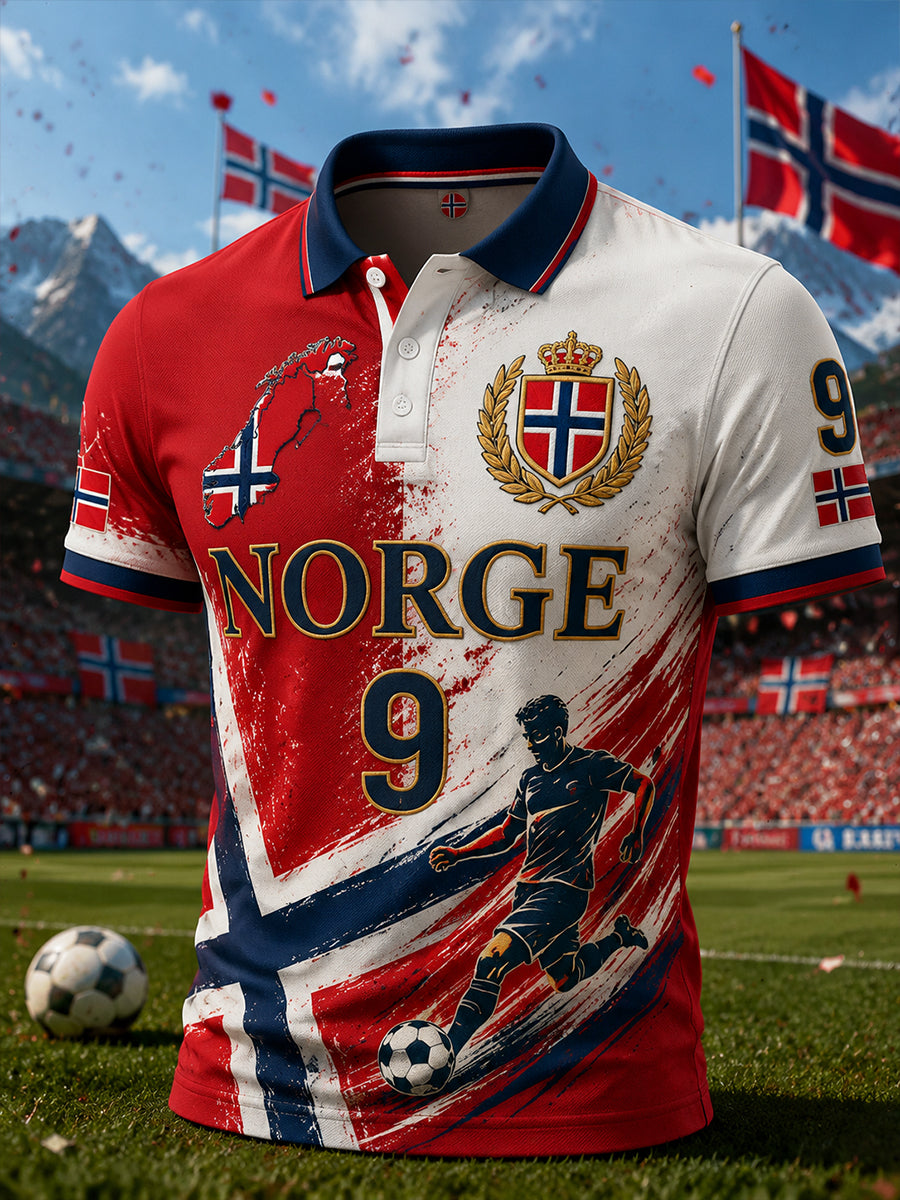 Herrers T-skjorte med korte ermer og fotballtrykk