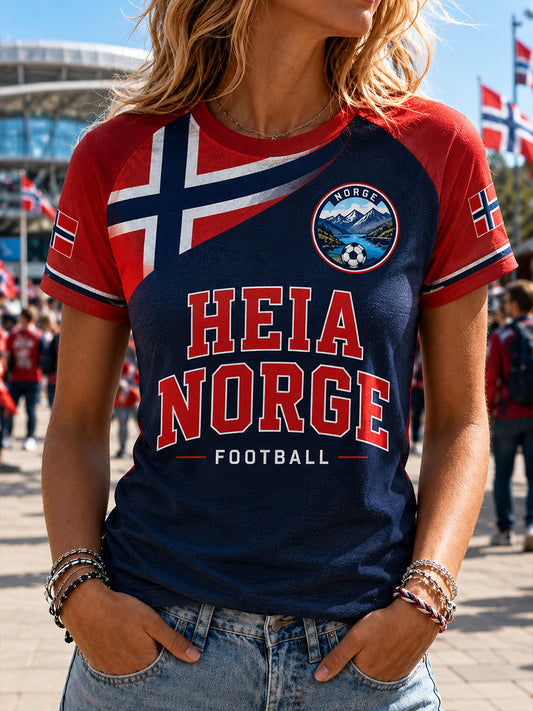 Retro norsk fotballfan-kunsttrykk avslappet drakt
