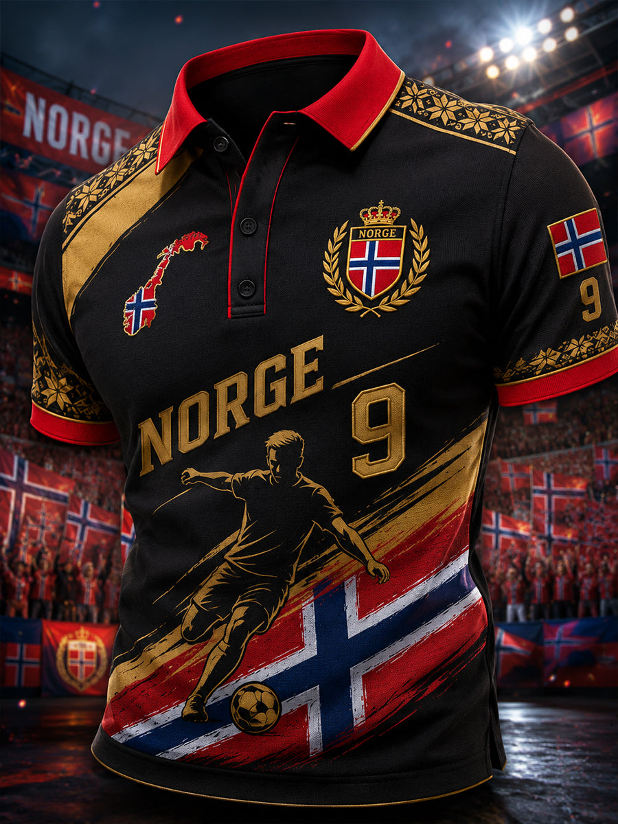 Herrers T-skjorte med korte ermer og fotballtrykk