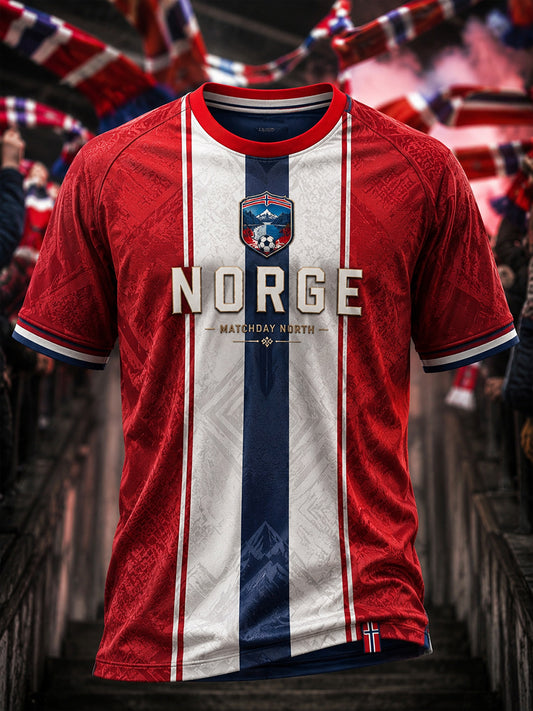 Retro norsk fotballfan-kunsttrykk avslappet drakt