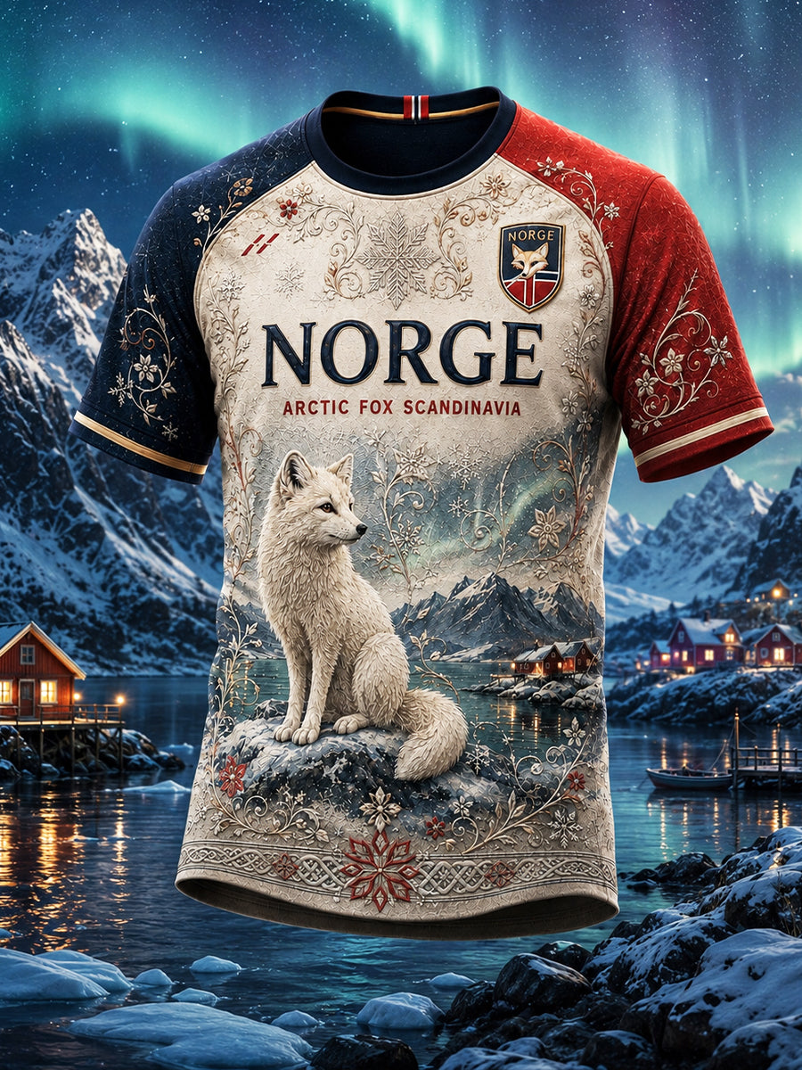 Retro norsk viking nordisk stil kunsttrykk avslappet t-skjorte