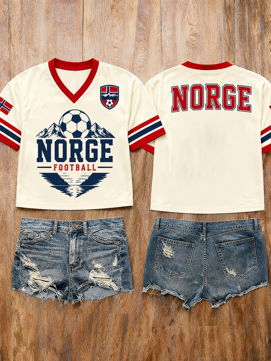 Retro norsk fotballfan-kunsttrykk avslappet drakt