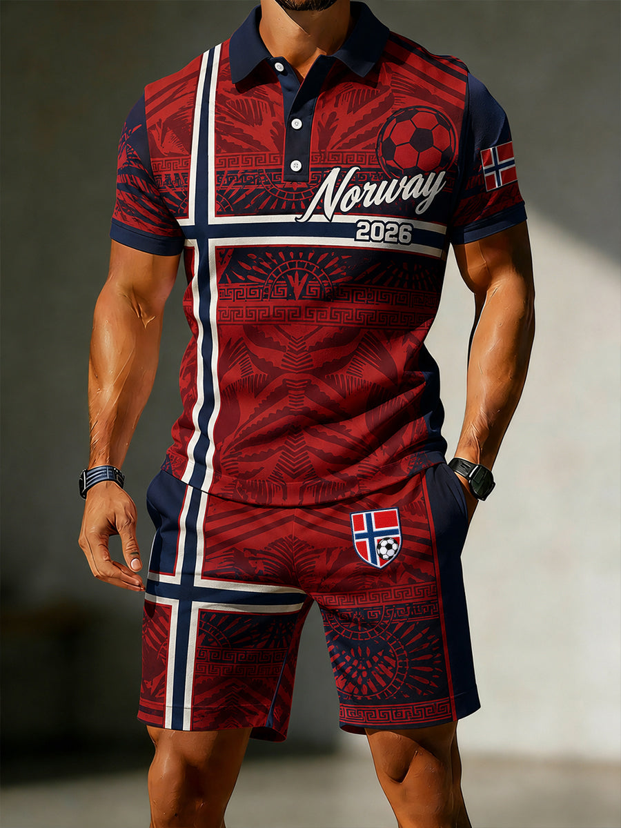 Menns norsk fotballkamp heiar-element kunsttrykk poloskjorte