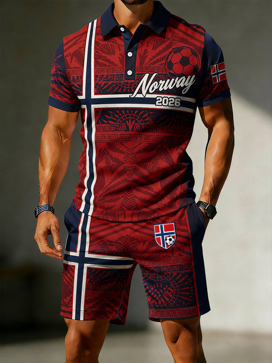 Menns norsk fotballkamp heiar-element kunsttrykk poloskjorte