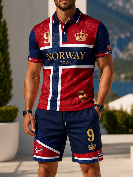 Menns norsk fotballkamp heiar-element kunsttrykk poloskjorte