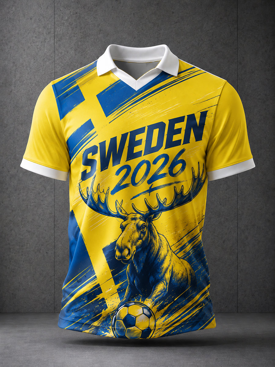 Herrtröja i svensk inspirerad fotbollsstil