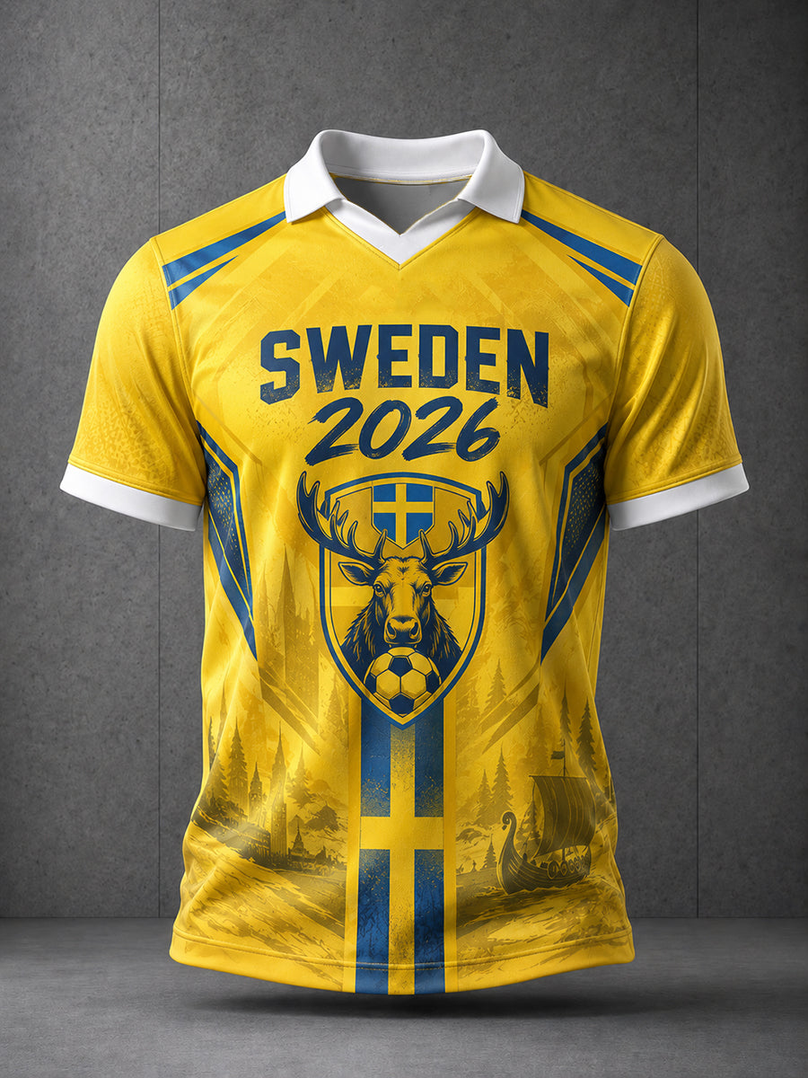 Herrtröja i svensk inspirerad fotbollsstil