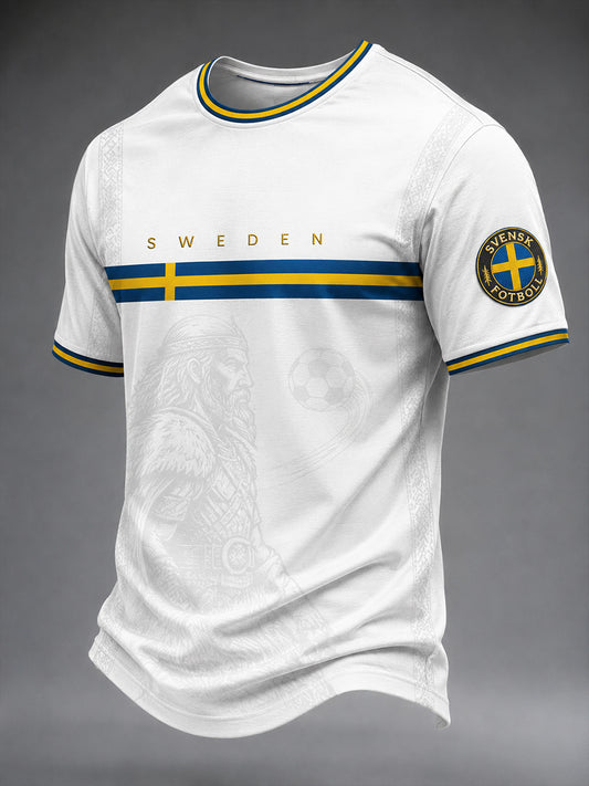 Retro svensk fotbollsfan-konsttryck avslappnad t-shirt