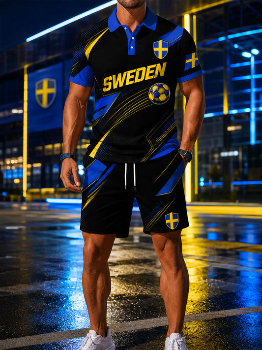 Retro svensk fotbollsfan konsttryck avslappnad kostym