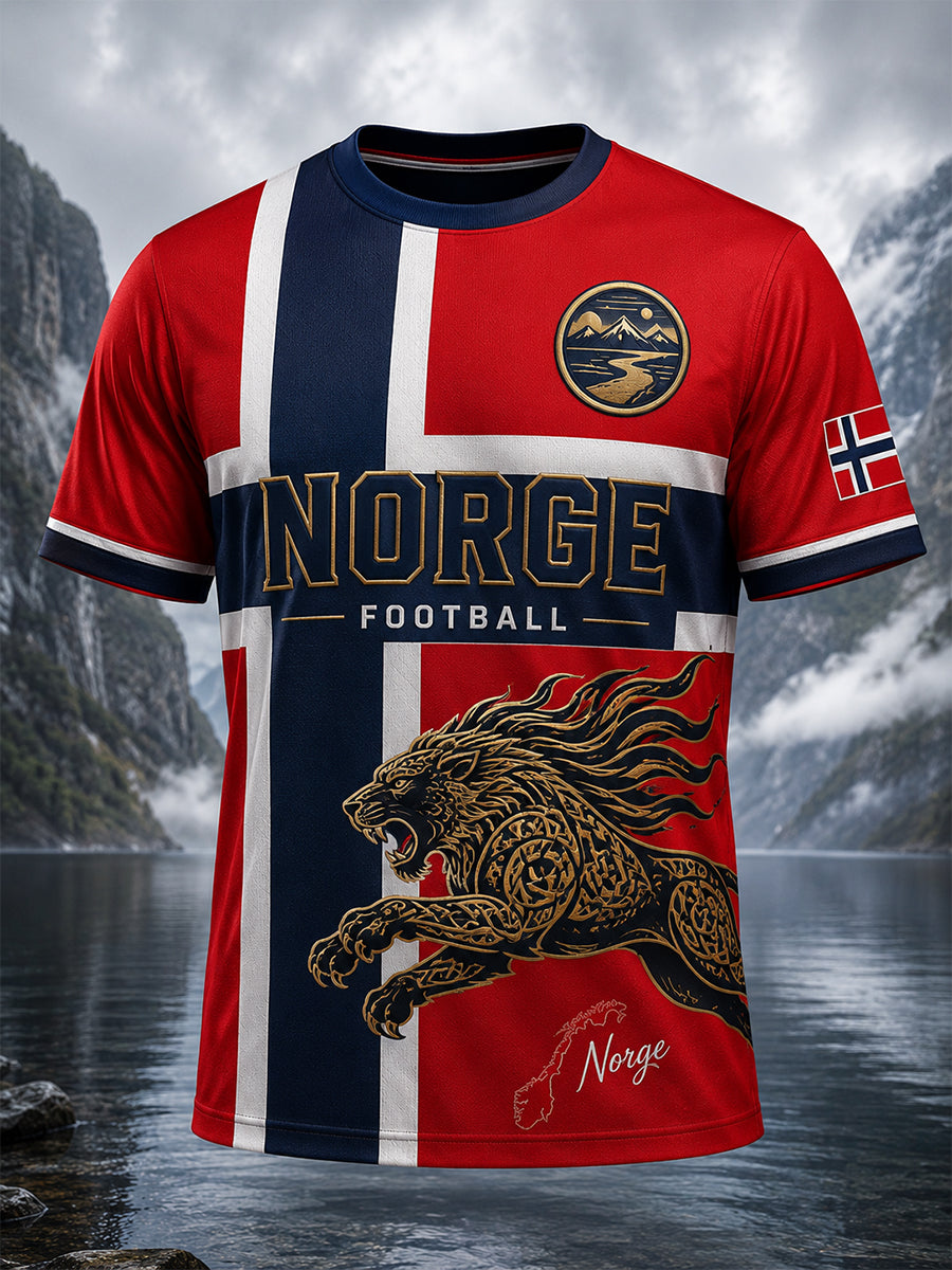 Retro norsk fotballfan-kunsttrykk, uformell t-skjorte