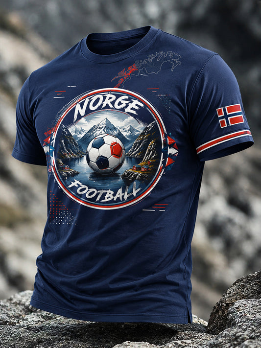 Retro norsk fotballfan-kunsttrykk, uformell t-skjorte